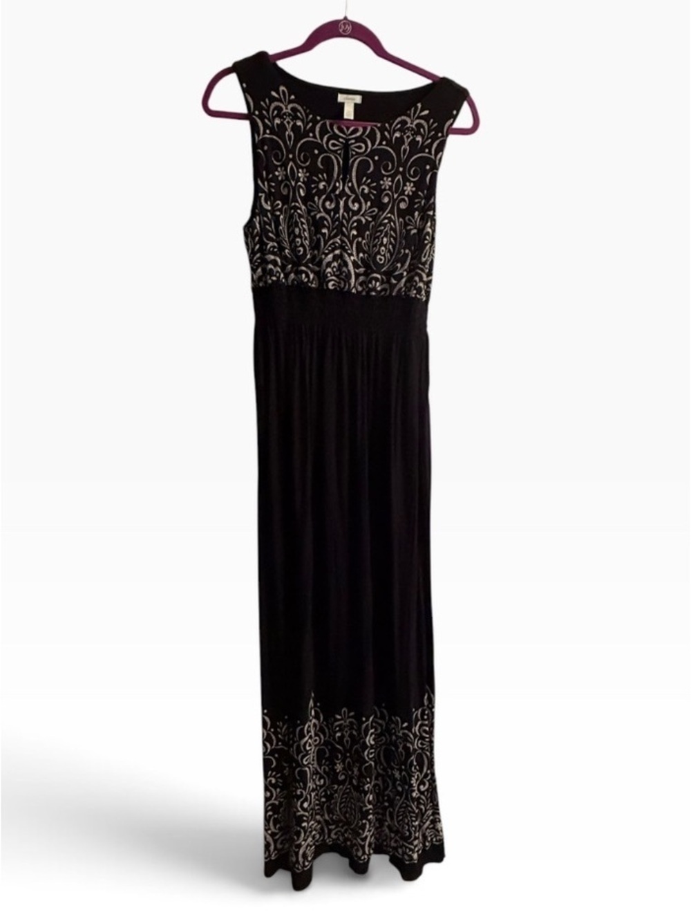 Soma Black and Beige Sleeveless Maxi Dress Large